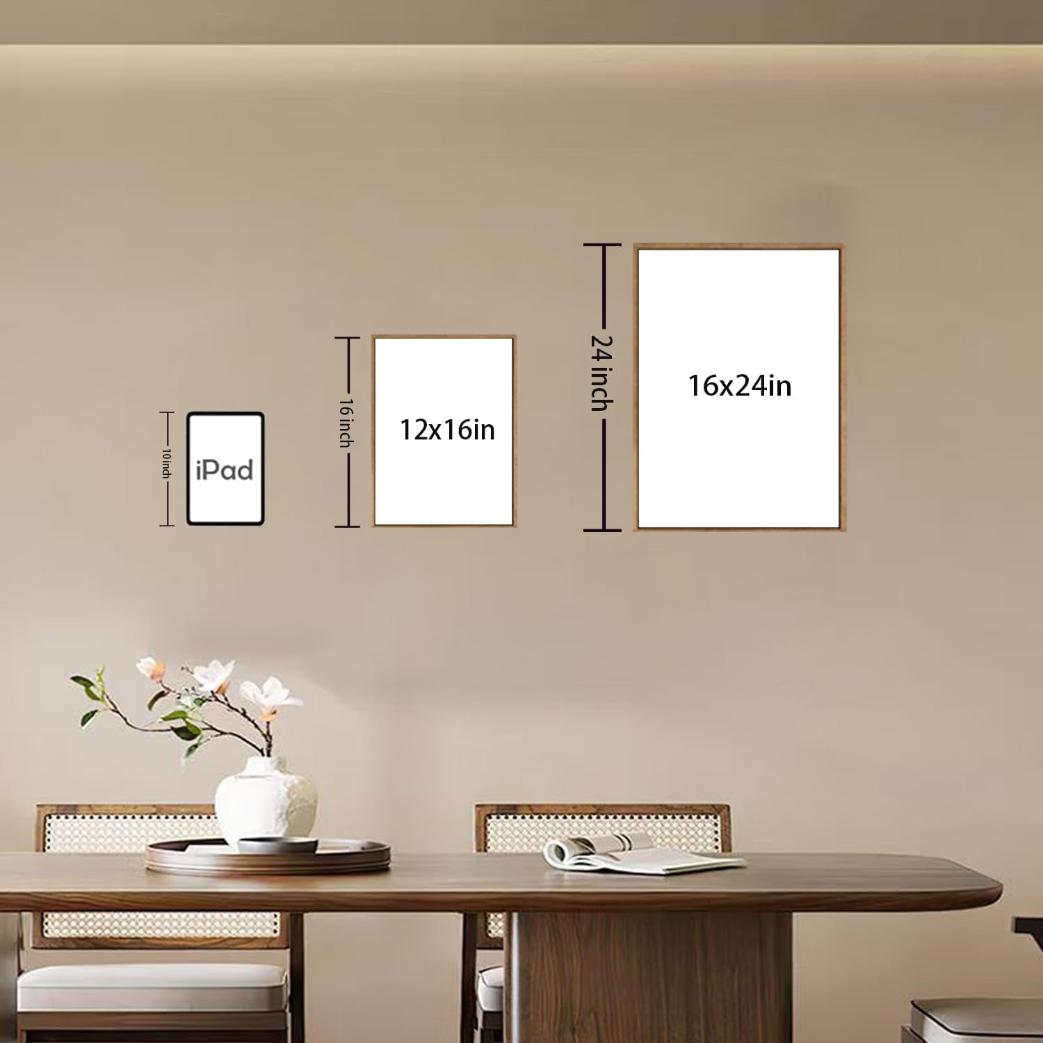 Framed Boho Canvas Wall Art Mid Century Modern Prints Set of 3 Neutral Geometric Line Leaf Paintings Decor Minimalist Abstract Pictures Bedroom Living Room Bathroom