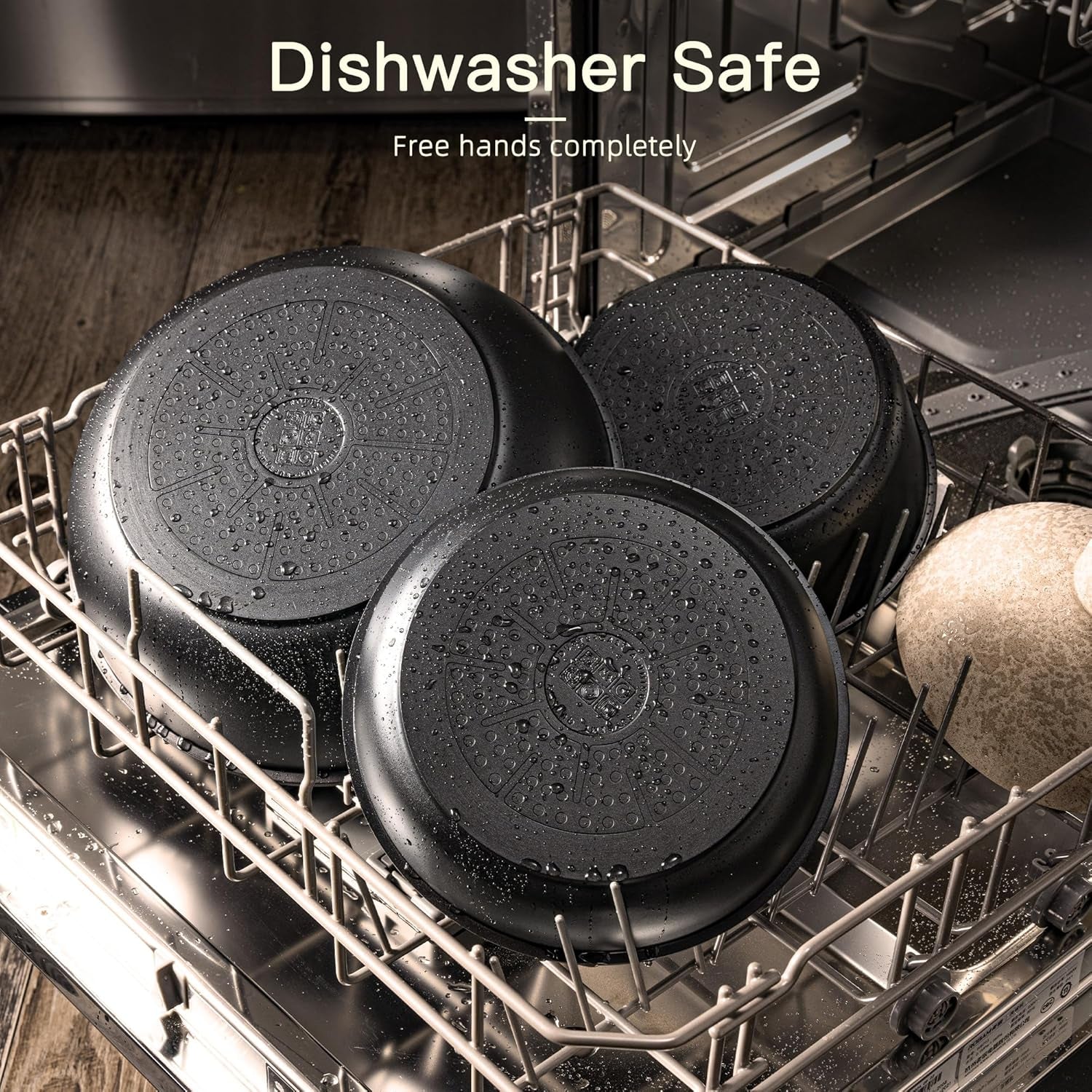 21 Pcs Pots and Pans Set Non Stick, Ceramic Cookware Set Detachable Handle, RV Kitchen Cooking Set Removable Handles, Oven Safe, Induction Ready, Stackable, Black, Fathers Day Gift for Men