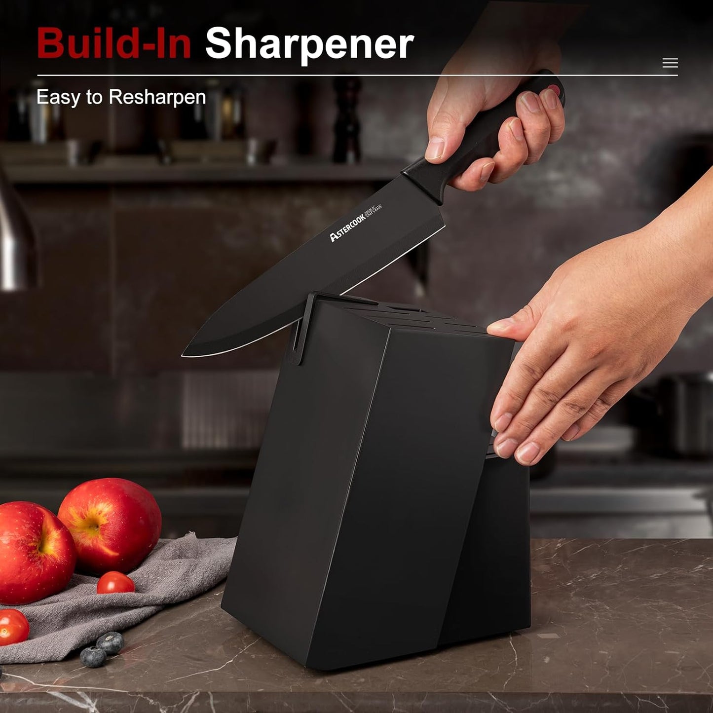 Knife Set,  15 Pieces Knife Sets for Kitchen with Block, Dishwasher Safe Kitchen Knife Set with Built in Sharpener Block, German Stainless Steel Kitchen Utensils Set