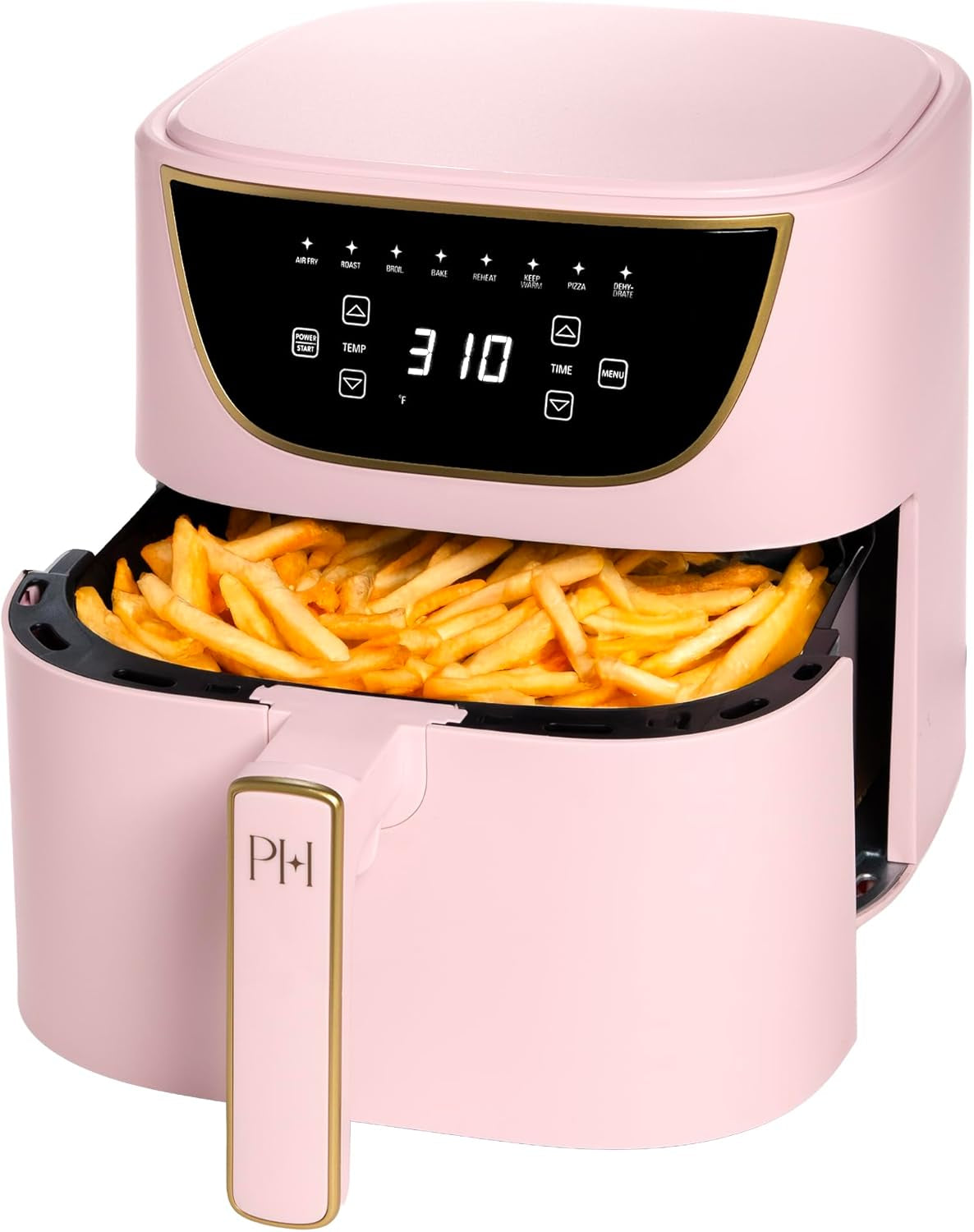 6-Quart Air Fryer, Nonstick Basket Made without PFAS, Touchscreen, 8-In-1 (Fry, Roast, Broil, Bake, Reheat, Keep Warm, Pizza, Dehydrate), Dishwasher Safe Basket and Crisping Tray, Pink